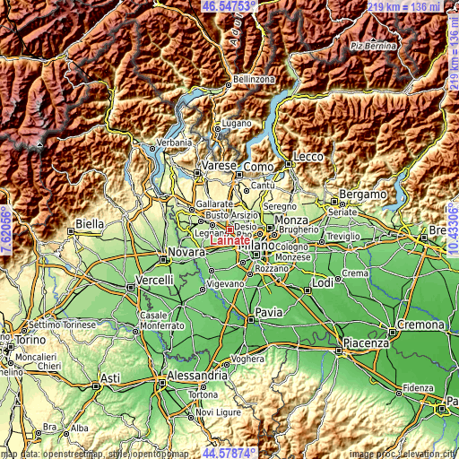 Topographic map of Lainate