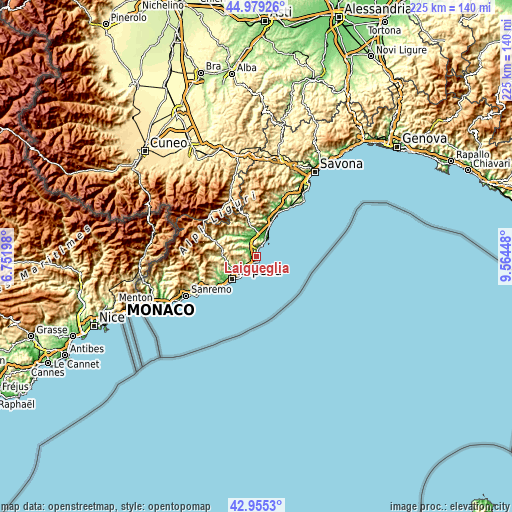 Topographic map of Laigueglia