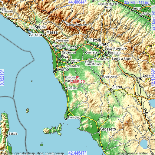 Topographic map of Lajatico