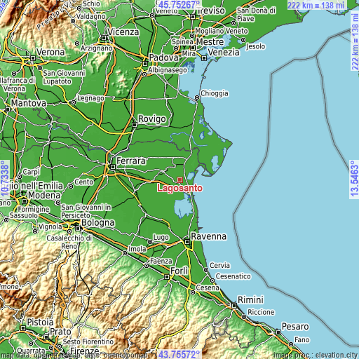 Topographic map of Lagosanto