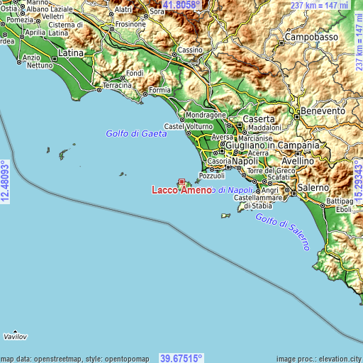 Topographic map of Lacco Ameno