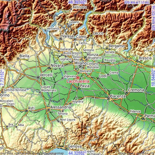 Topographic map of Lacchiarella