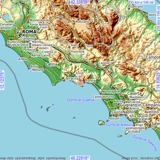 Topographic map of Itri