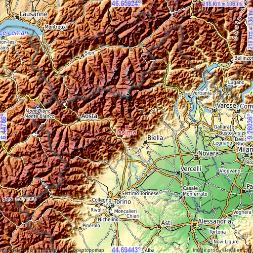 Topographic map of Issime