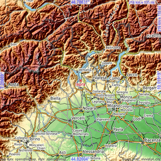 Topographic map of Ispra