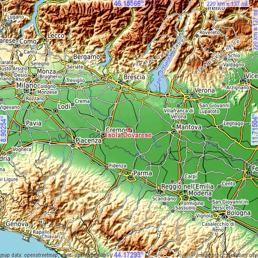 Topographic map of Isola Dovarese