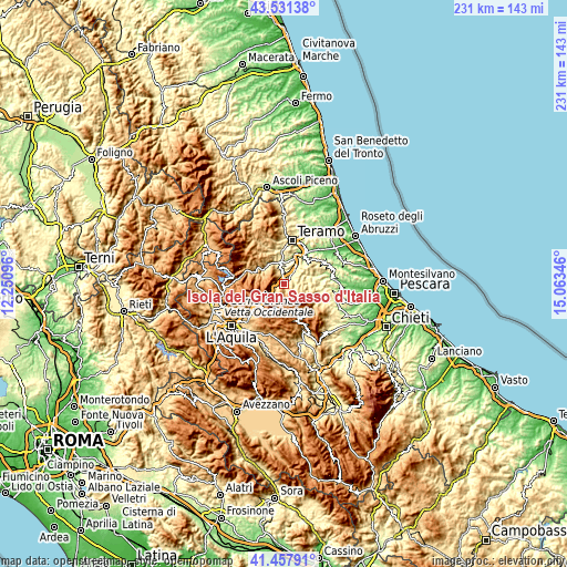 Topographic map of Isola del Gran Sasso d'Italia