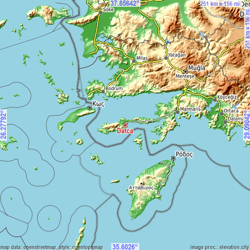 Topographic map of Datça