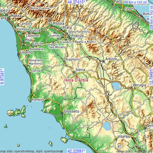 Topographic map of Isola D'Arbia