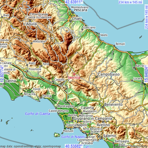 Topographic map of Isernia