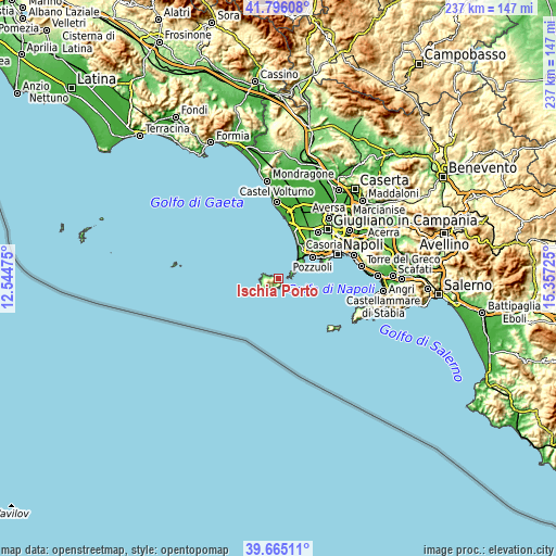 Topographic map of Ischia Porto