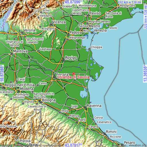 Topographic map of Jolanda di Savoia