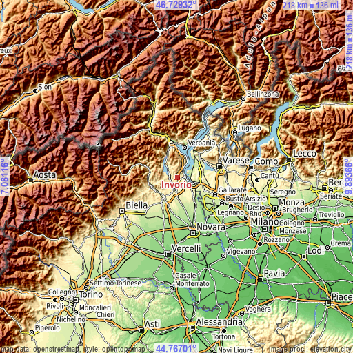 Topographic map of Invorio