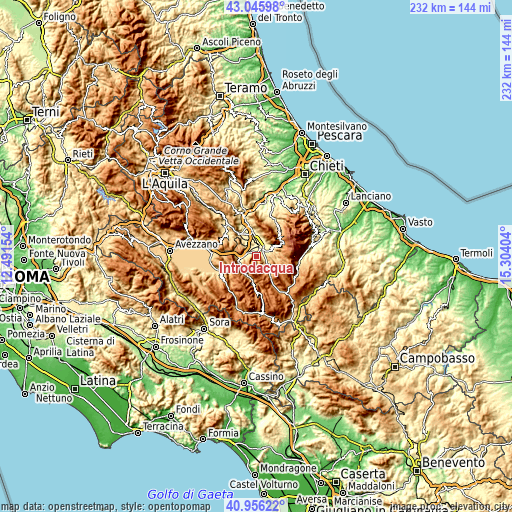 Topographic map of Introdacqua