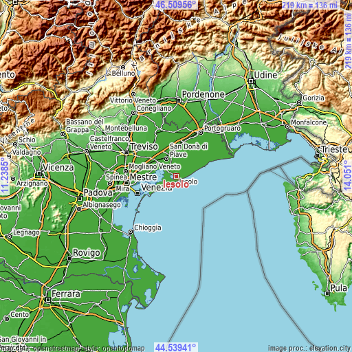 Topographic map of Iesolo