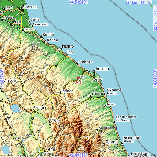 Topographic map of Jesi