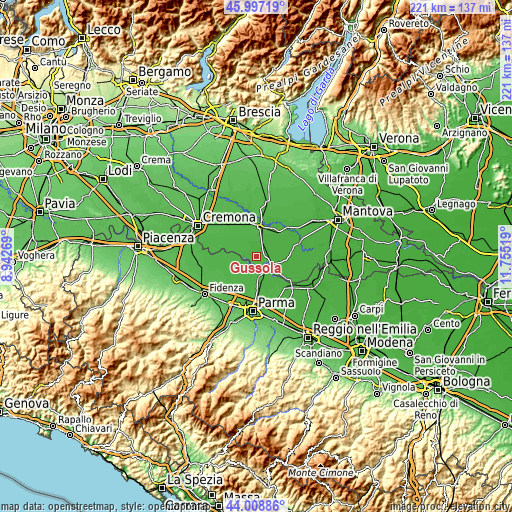 Topographic map of Gussola