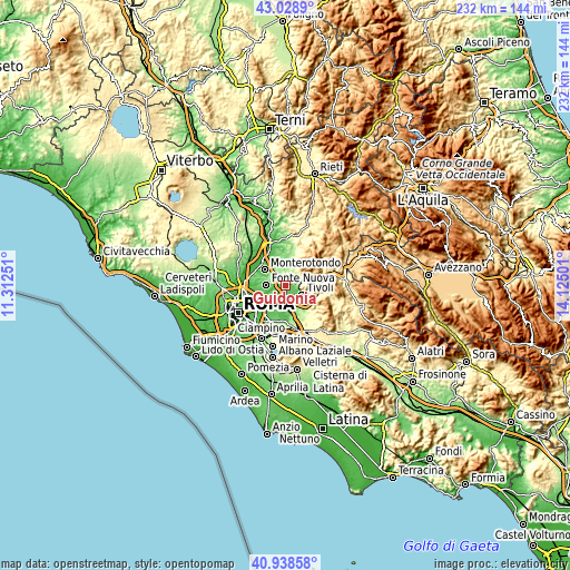 Topographic map of Guidonia