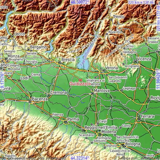 Topographic map of Guidizzolo