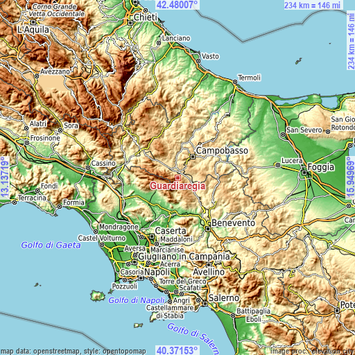 Topographic map of Guardiaregia