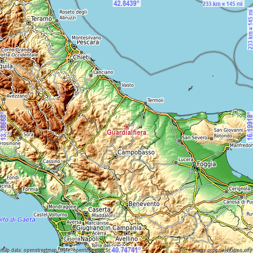 Topographic map of Guardialfiera