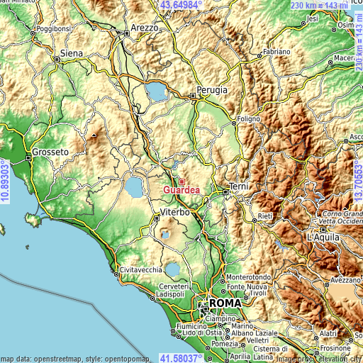 Topographic map of Guardea