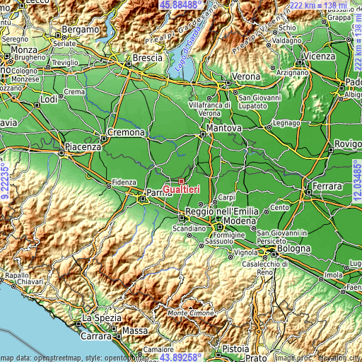 Topographic map of Gualtieri