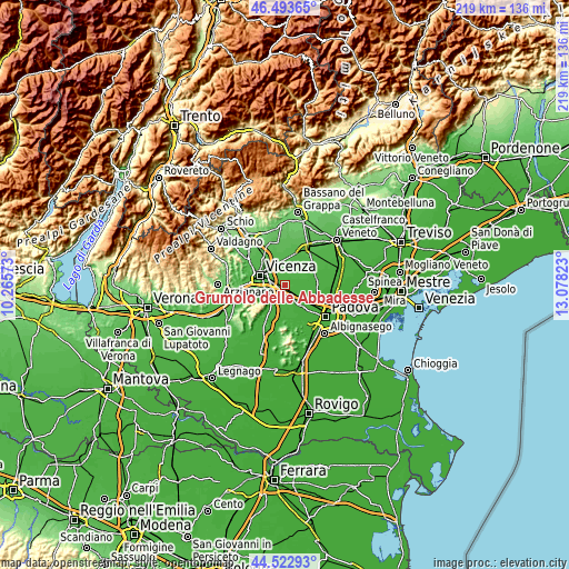 Topographic map of Grumolo delle Abbadesse
