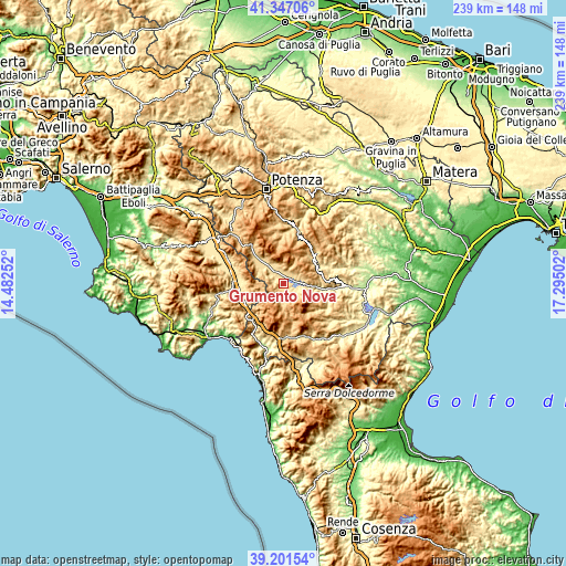 Topographic map of Grumento Nova