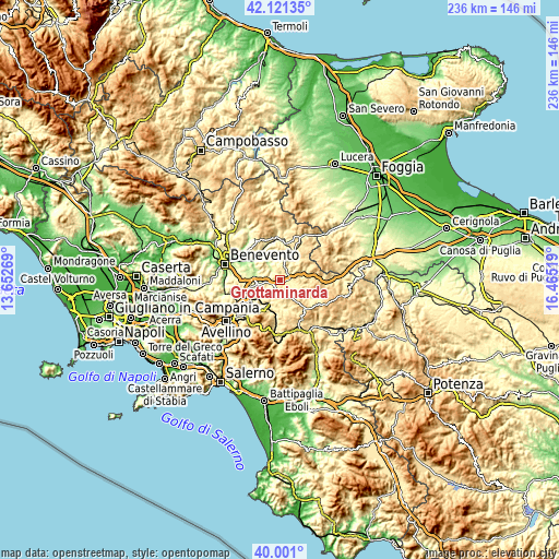 Topographic map of Grottaminarda