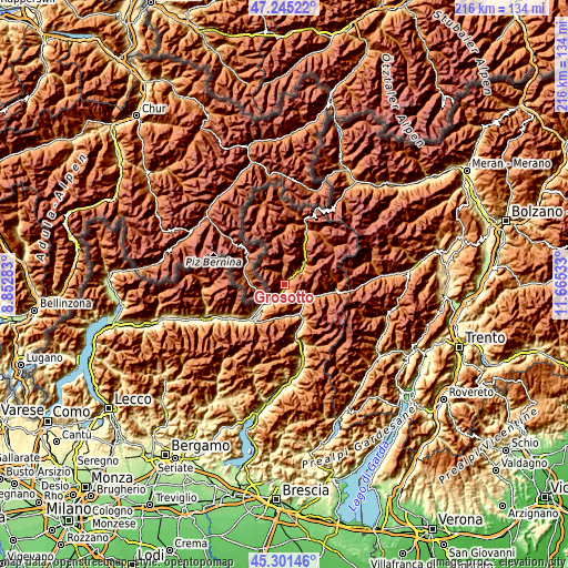 Topographic map of Grosotto