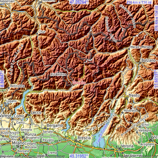 Topographic map of Grosio