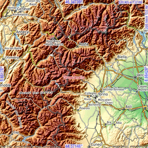 Topographic map of Groscavallo