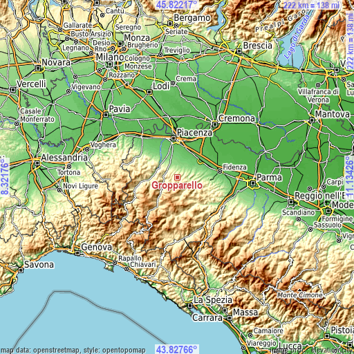 Topographic map of Gropparello