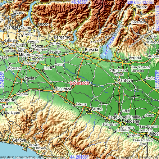 Topographic map of Grontardo
