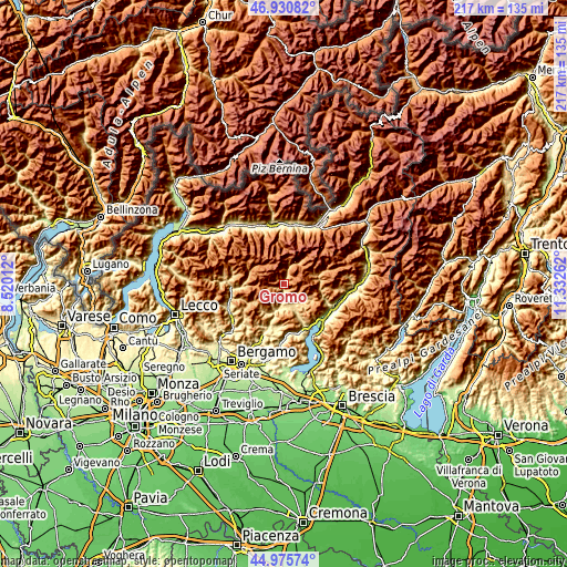 Topographic map of Gromo