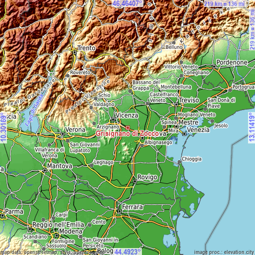 Topographic map of Grisignano di Zocco
