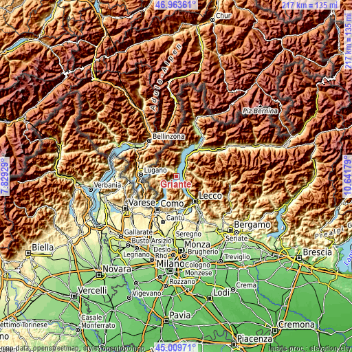 Topographic map of Griante