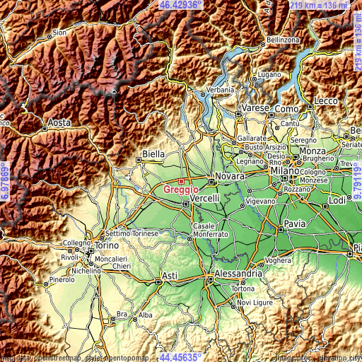 Topographic map of Greggio