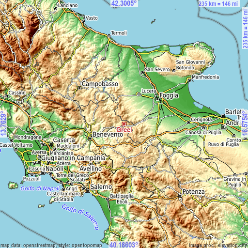 Topographic map of Greci