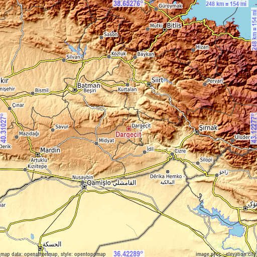 Topographic map of Dargeçit