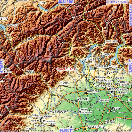 Topographic map of Cravagliana