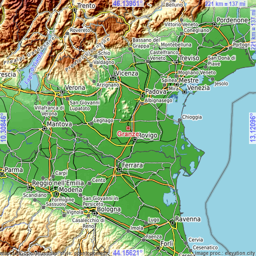 Topographic map of Granze