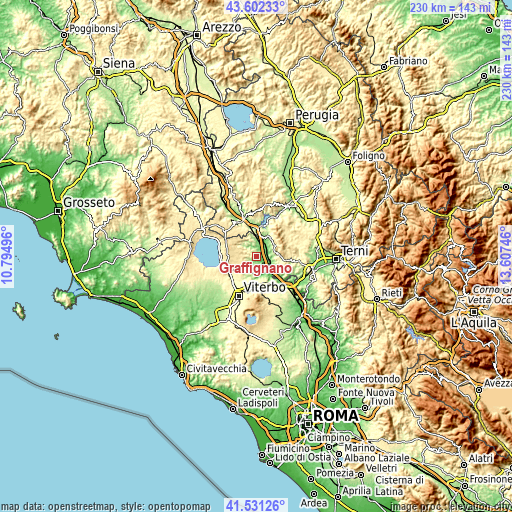 Topographic map of Graffignano