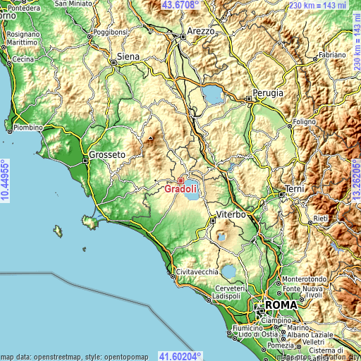 Topographic map of Gradoli