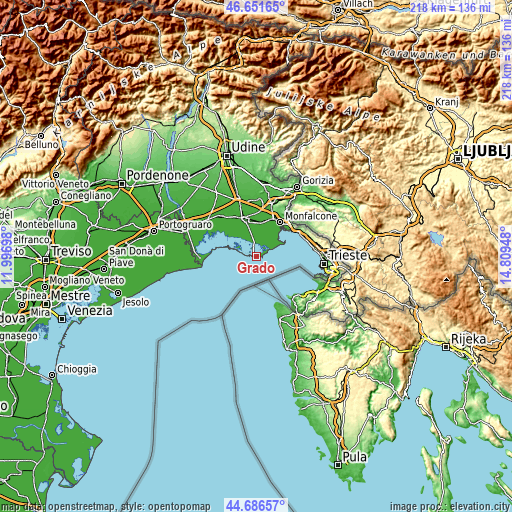 Topographic map of Grado