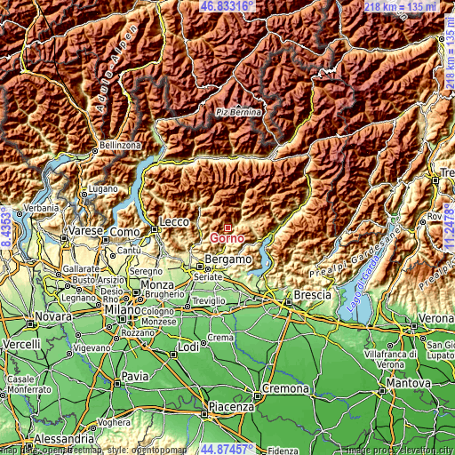 Topographic map of Gorno