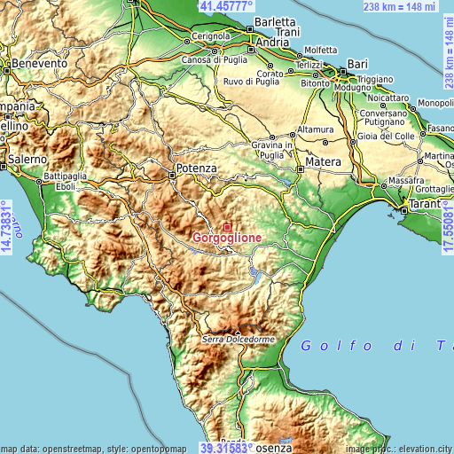 Topographic map of Gorgoglione