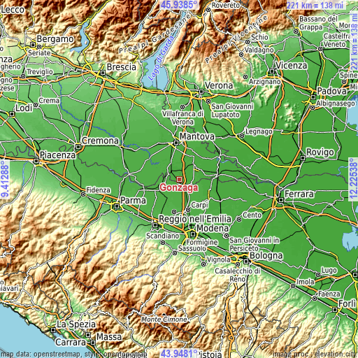 Topographic map of Gonzaga