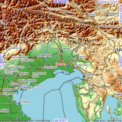 Topographic map of Gonars